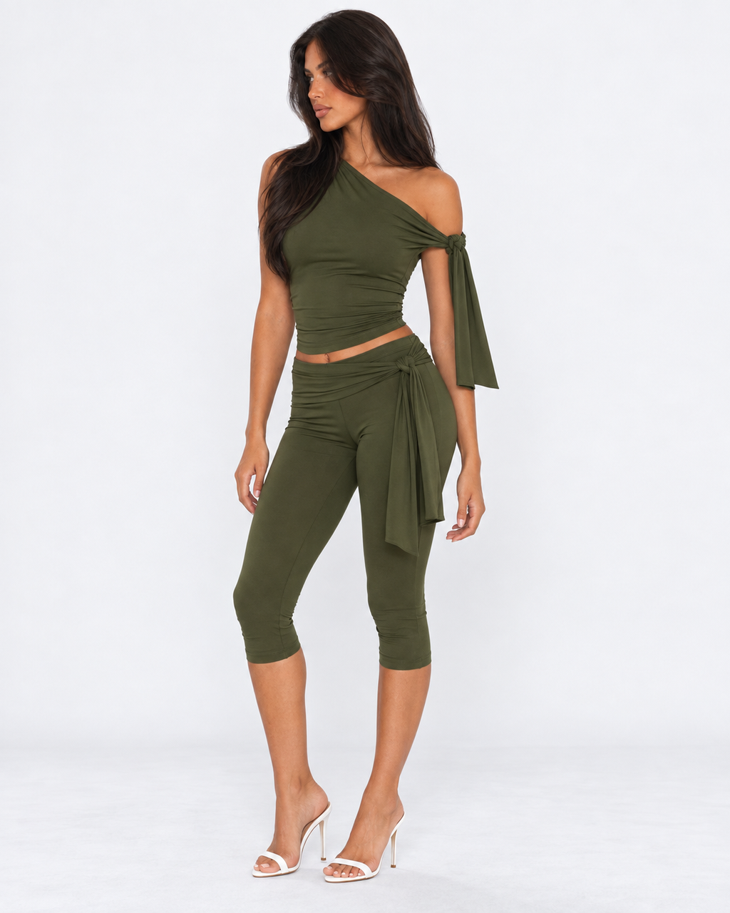 Conjunto de Um Ombro Safira da Noite