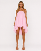 Vestido Curto com Alças ao Pescoço Oliva da Brisa
