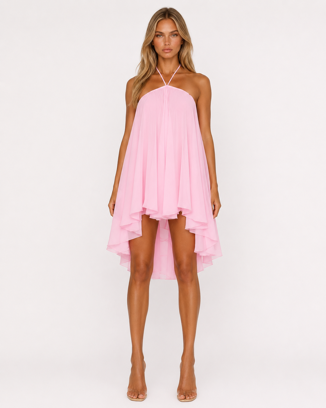 Vestido Curto com Alças ao Pescoço Oliva da Brisa