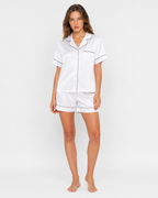 Pijama curto Monaco em cetim com vivos contrastantes