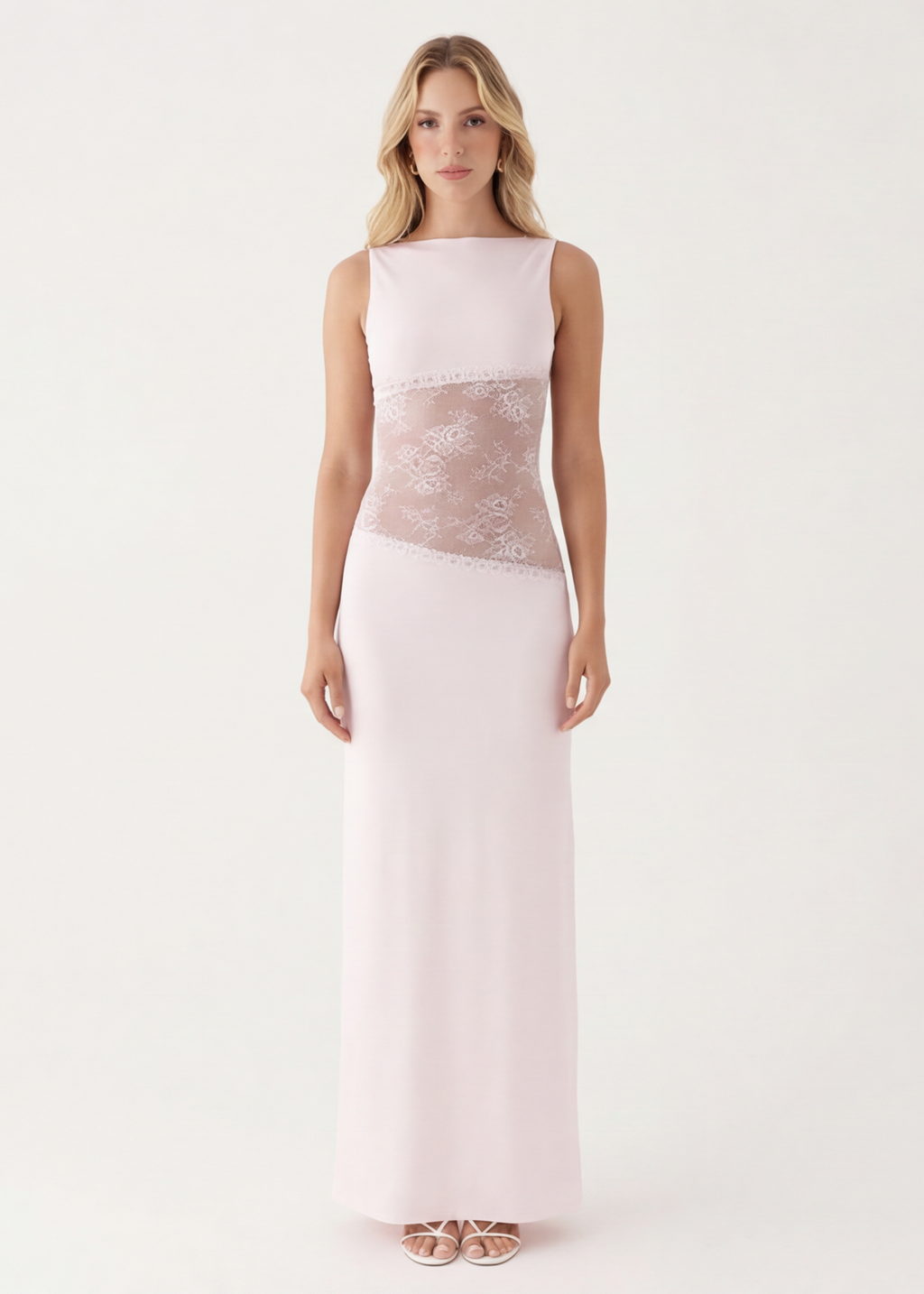 Vestido Longo de Renda com Costas Abertas Violeta do Vale