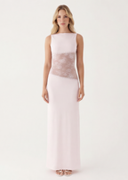 Vestido Longo de Renda com Costas Abertas Violeta do Vale