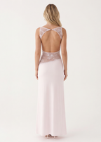 Vestido Longo de Renda com Costas Abertas Violeta do Vale