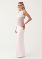 Vestido Longo de Renda com Costas Abertas Violeta do Vale