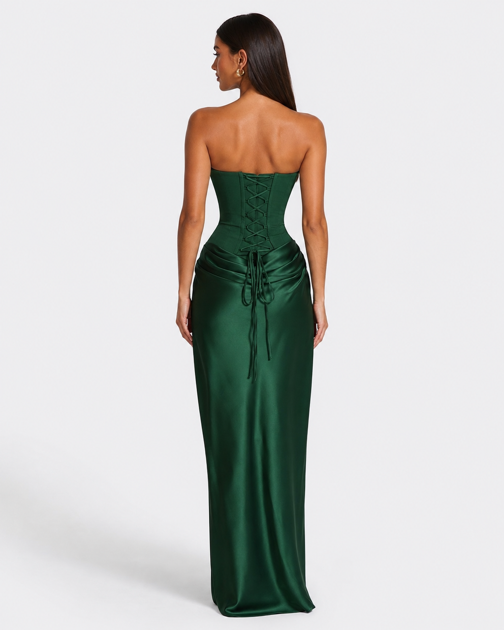 Vestido Longo em Cetim sem Alças Riviera do Mar