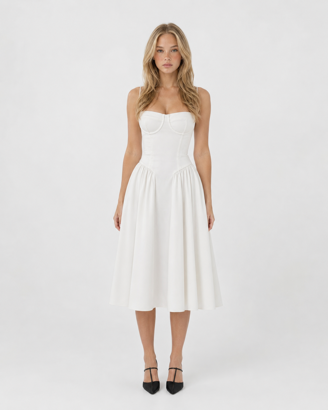 Vestido Midi com Corpete Jasmim da Brisa