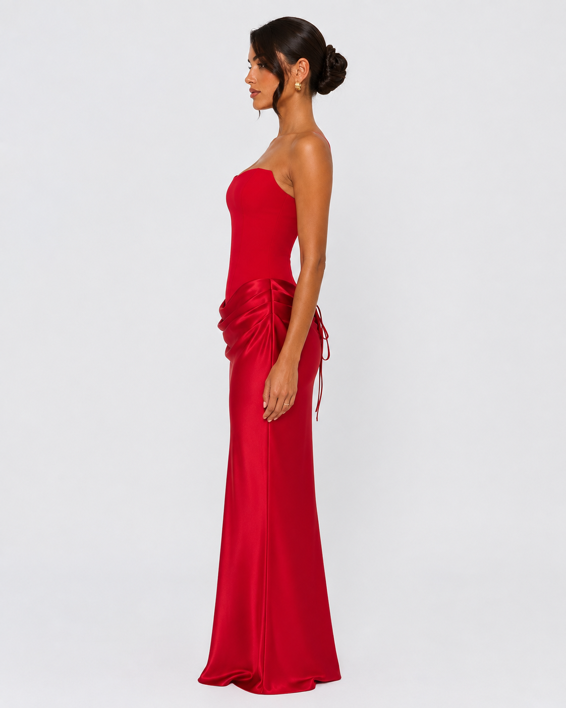 Vestido Longo em Cetim sem Alças Riviera do Mar