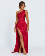 Vestido Longo em Cetim Drapeado Vale do Mar