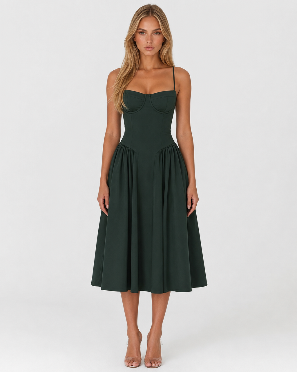 Vestido Midi com Corpete Jasmim da Brisa