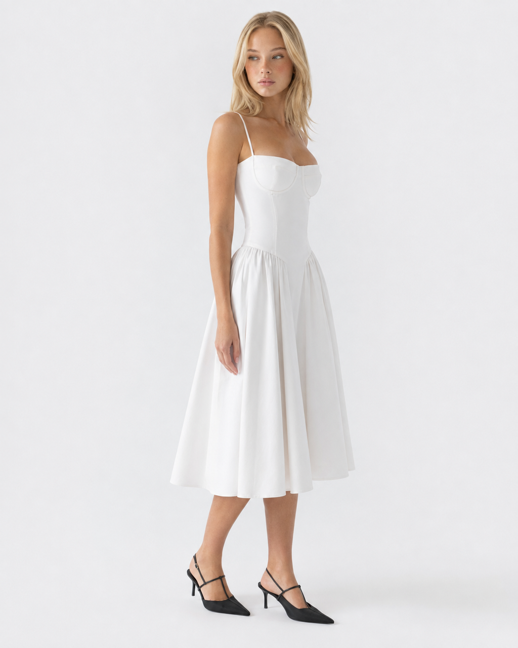 Vestido Midi com Corpete Jasmim da Brisa