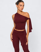 Conjunto de Um Ombro Safira da Noite