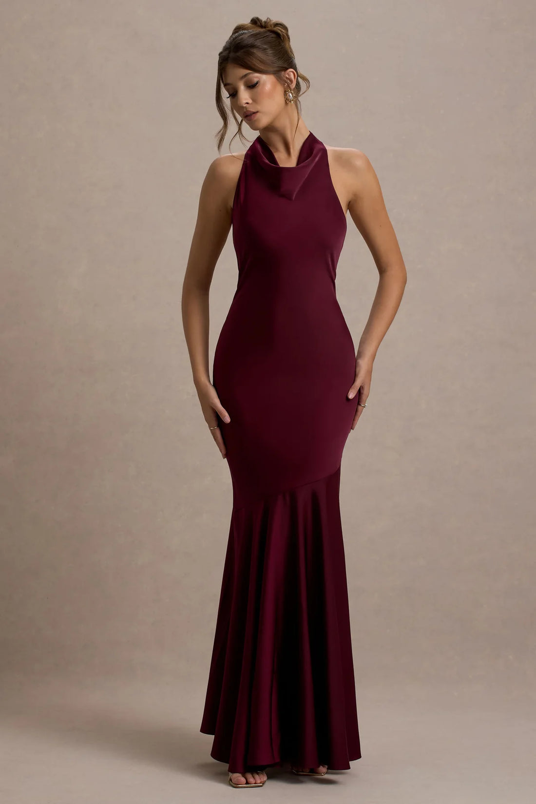Vestido Longo Bordeaux Elegance