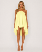 Vestido Curto com Alças ao Pescoço Oliva da Brisa