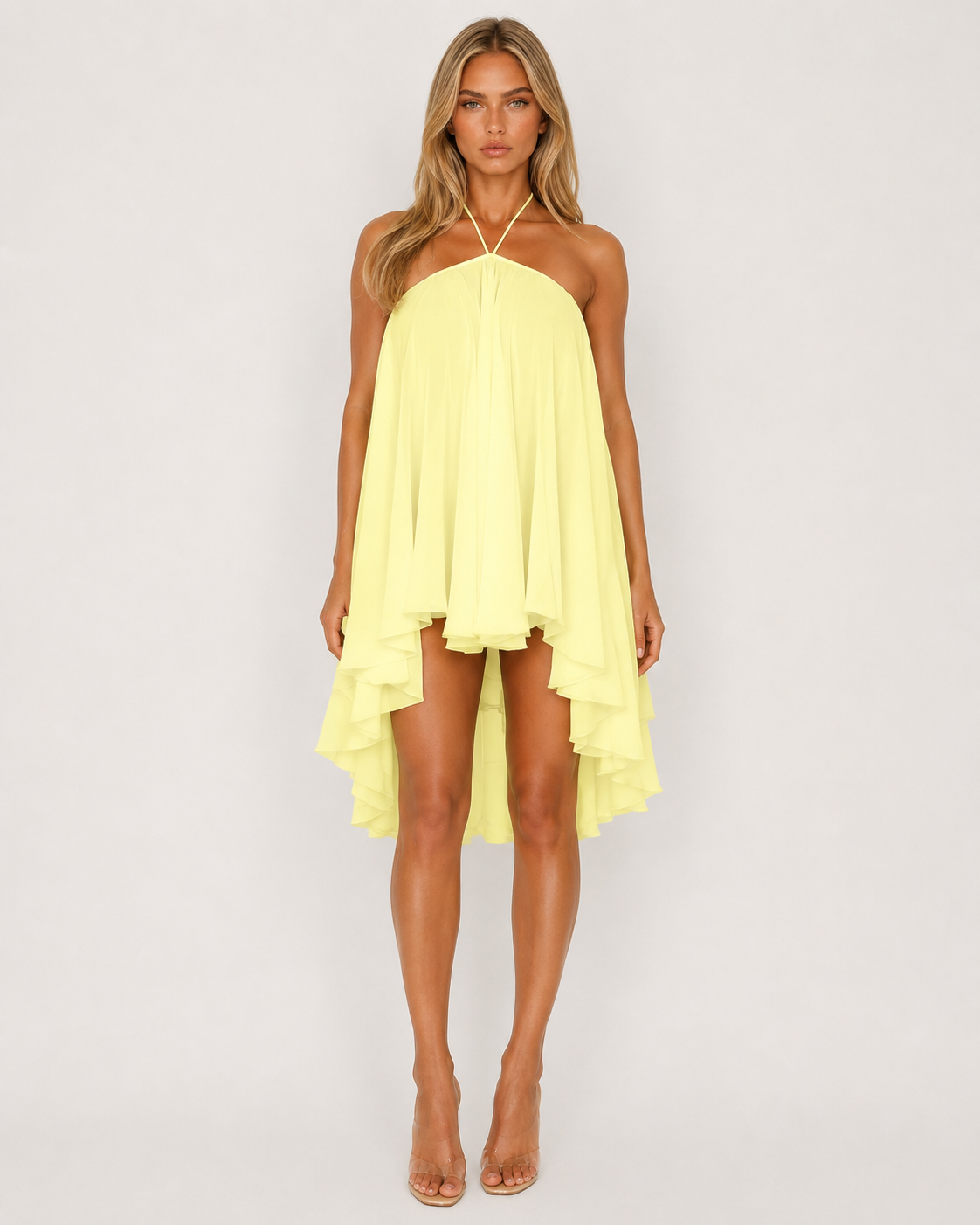 Vestido Curto com Alças ao Pescoço Oliva da Brisa