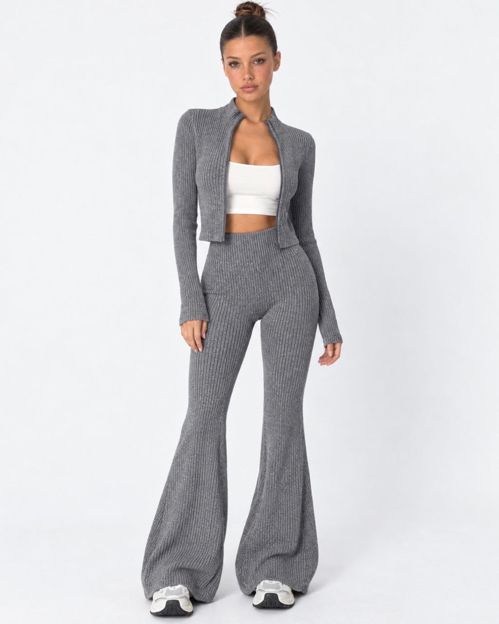 Conjunto Canelado Ajustado Cristal da Noite
