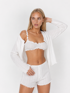 Conjunto de três peças em malha rendilhada