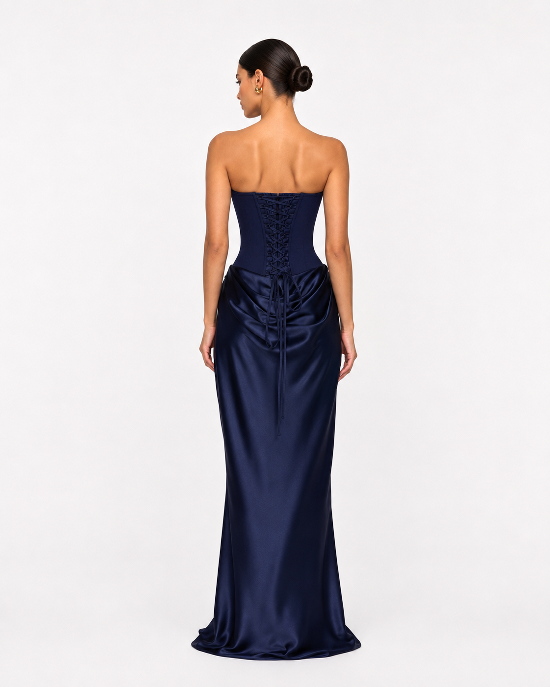 Vestido Longo em Cetim sem Alças Riviera do Mar