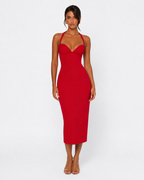 Vestido Midi de Renda com Alças ao Pescoço Aurora da Brisa