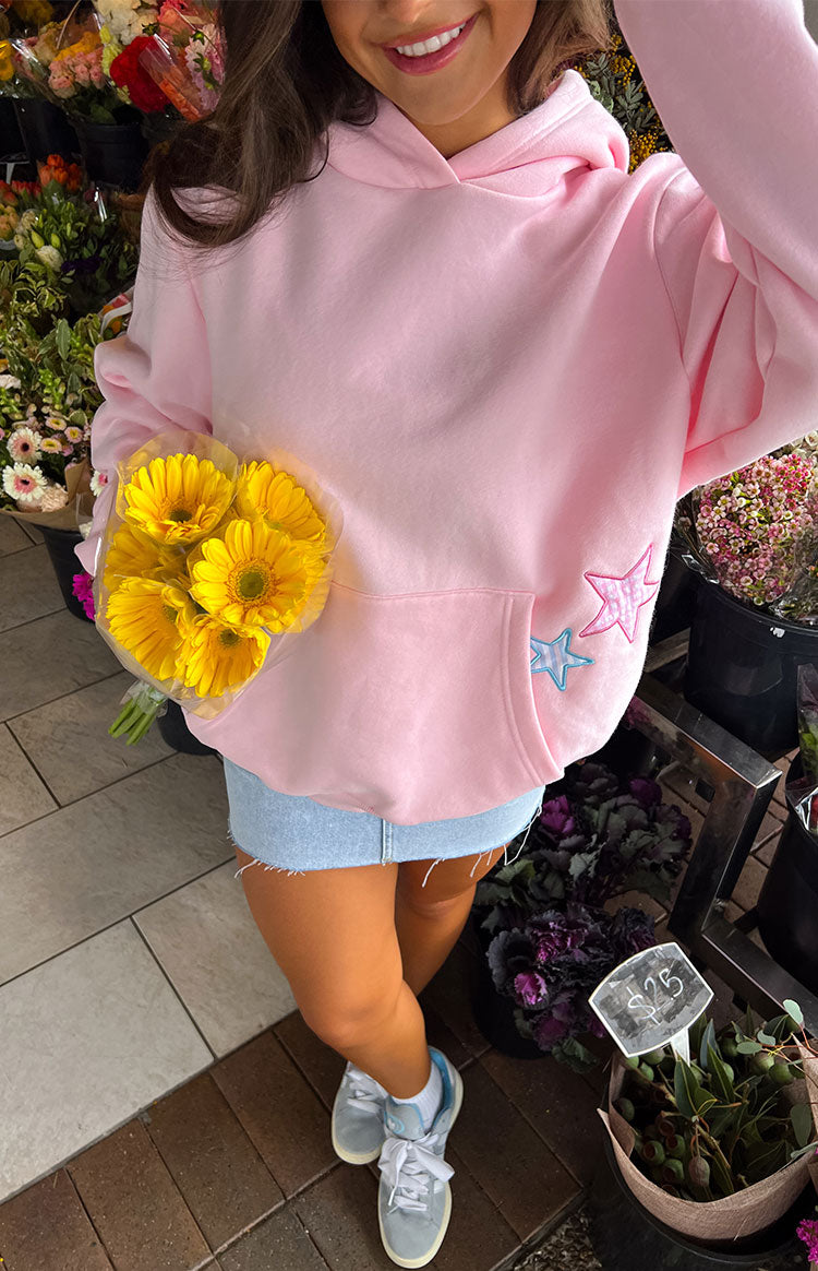 Sweatshirt de Corte Amplo com Capuz e Estrelas