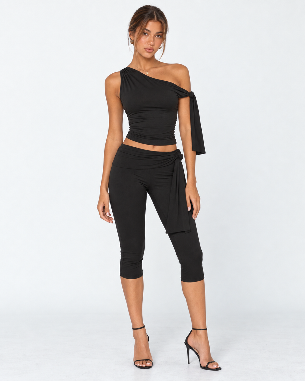 Conjunto de Um Ombro Safira da Noite