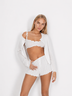 Conjunto de três peças em malha rendilhada