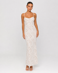 Vestido Longo de Renda Ajustado Rosa da Brisa