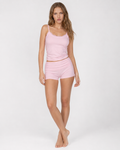 Conjunto de camisola com renda e calções de cintura dobrável