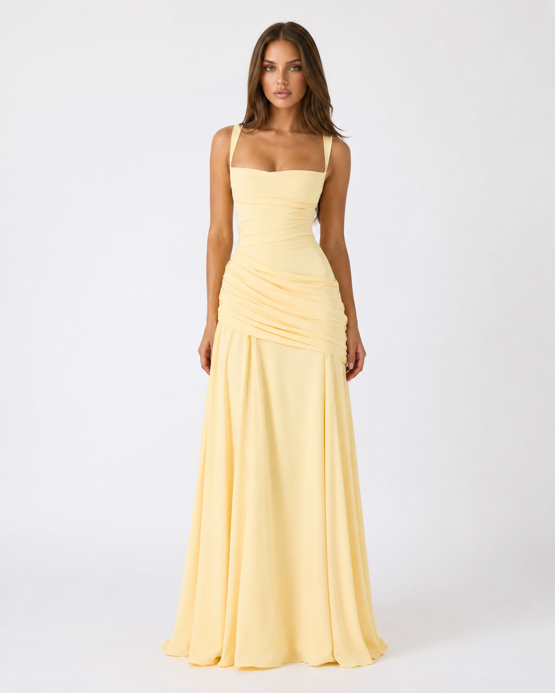 Vestido Longo Drapeado Cristal do Vale