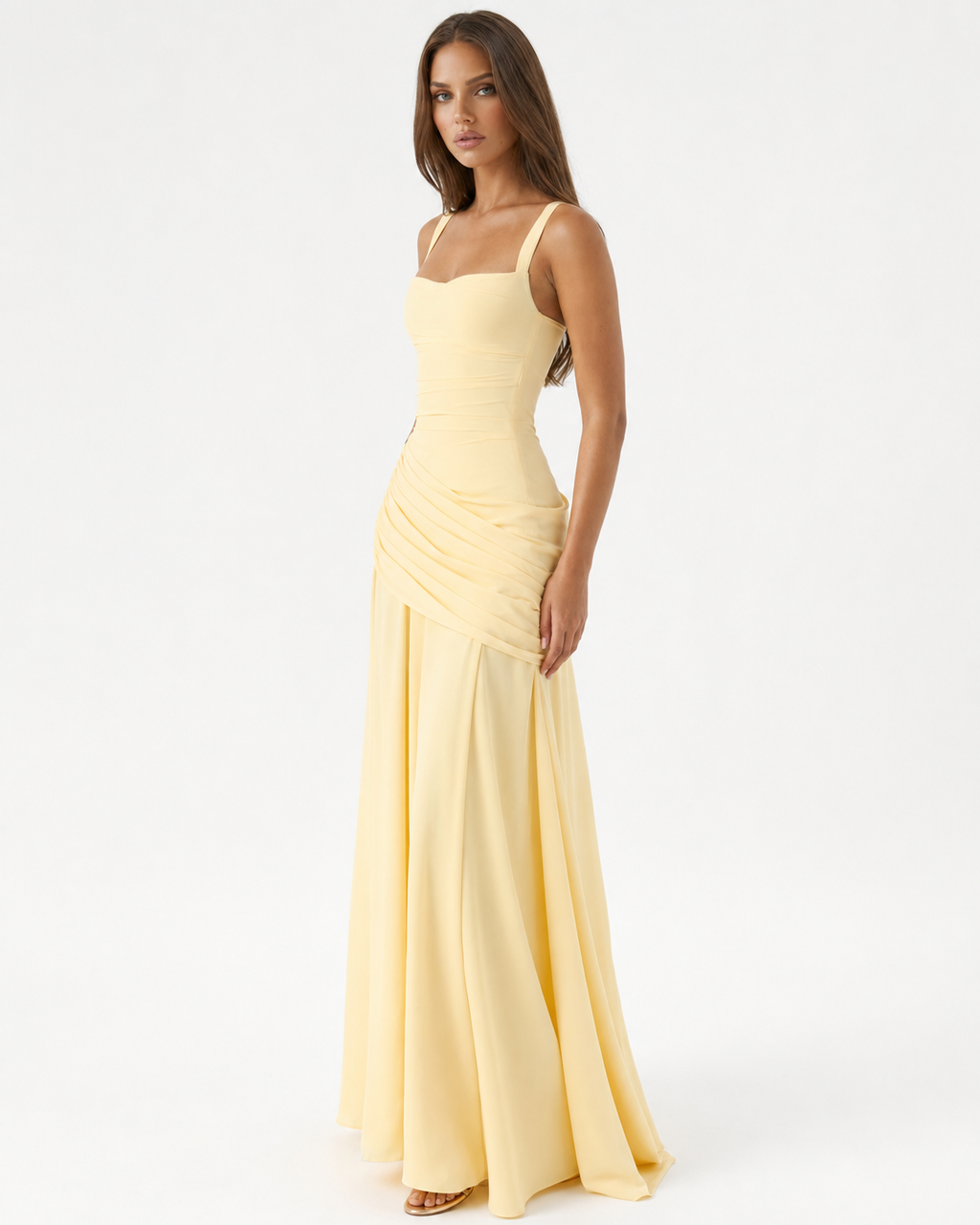 Vestido Longo Drapeado Cristal do Vale