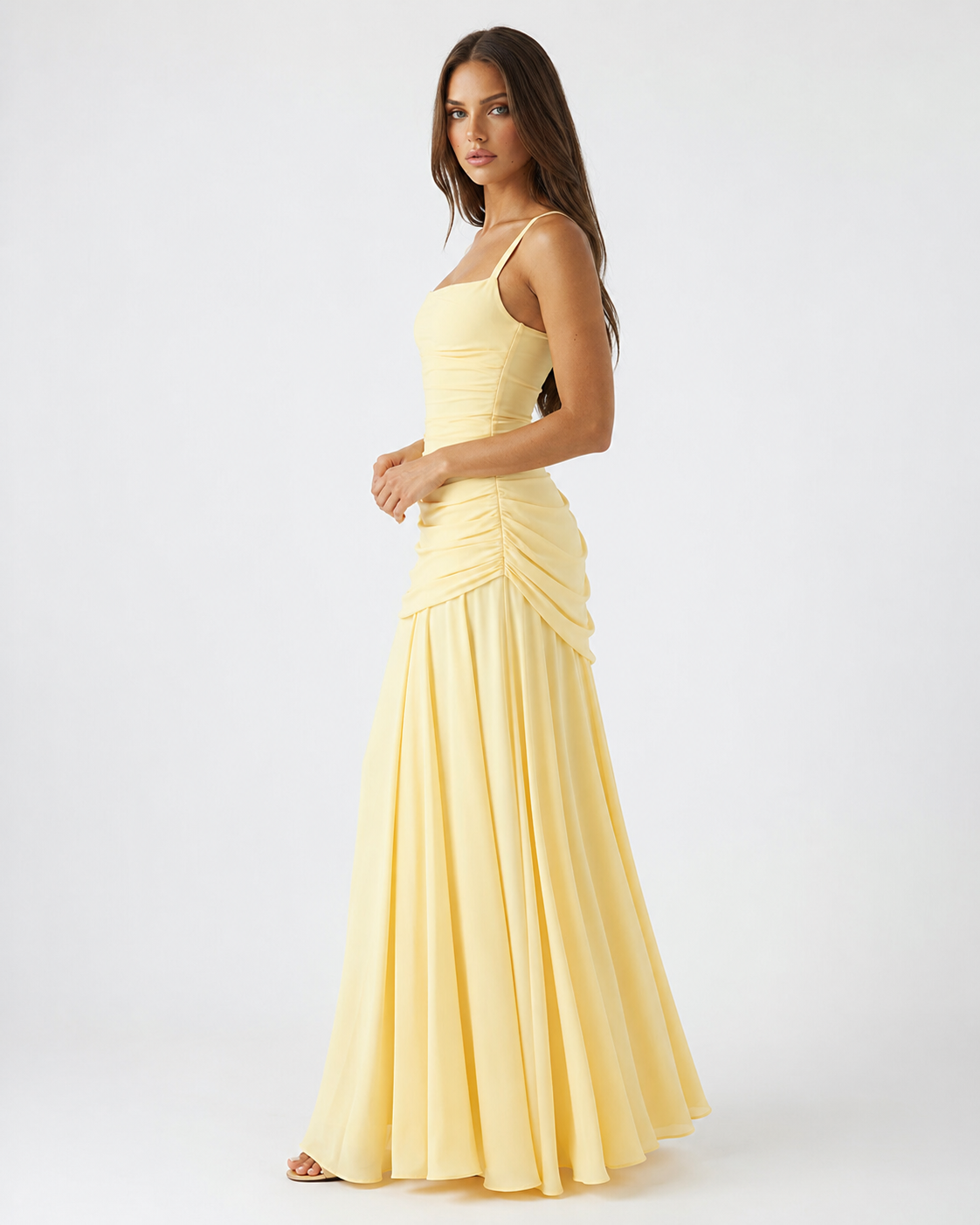 Vestido Longo Drapeado Cristal do Vale