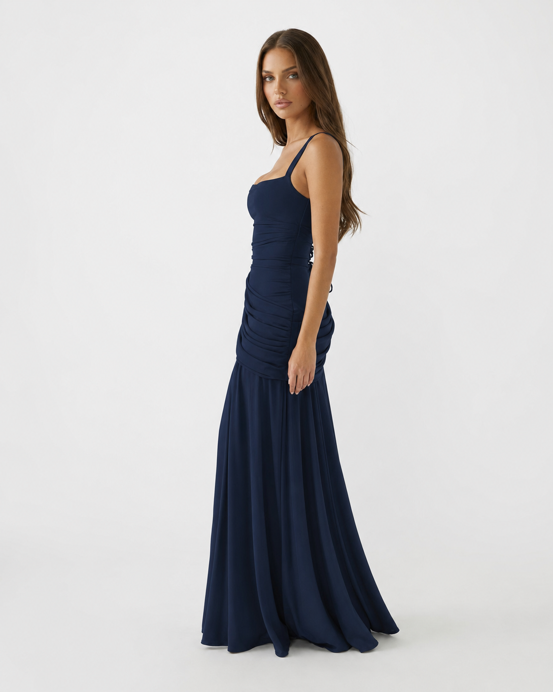 Vestido Longo Drapeado Cristal do Vale