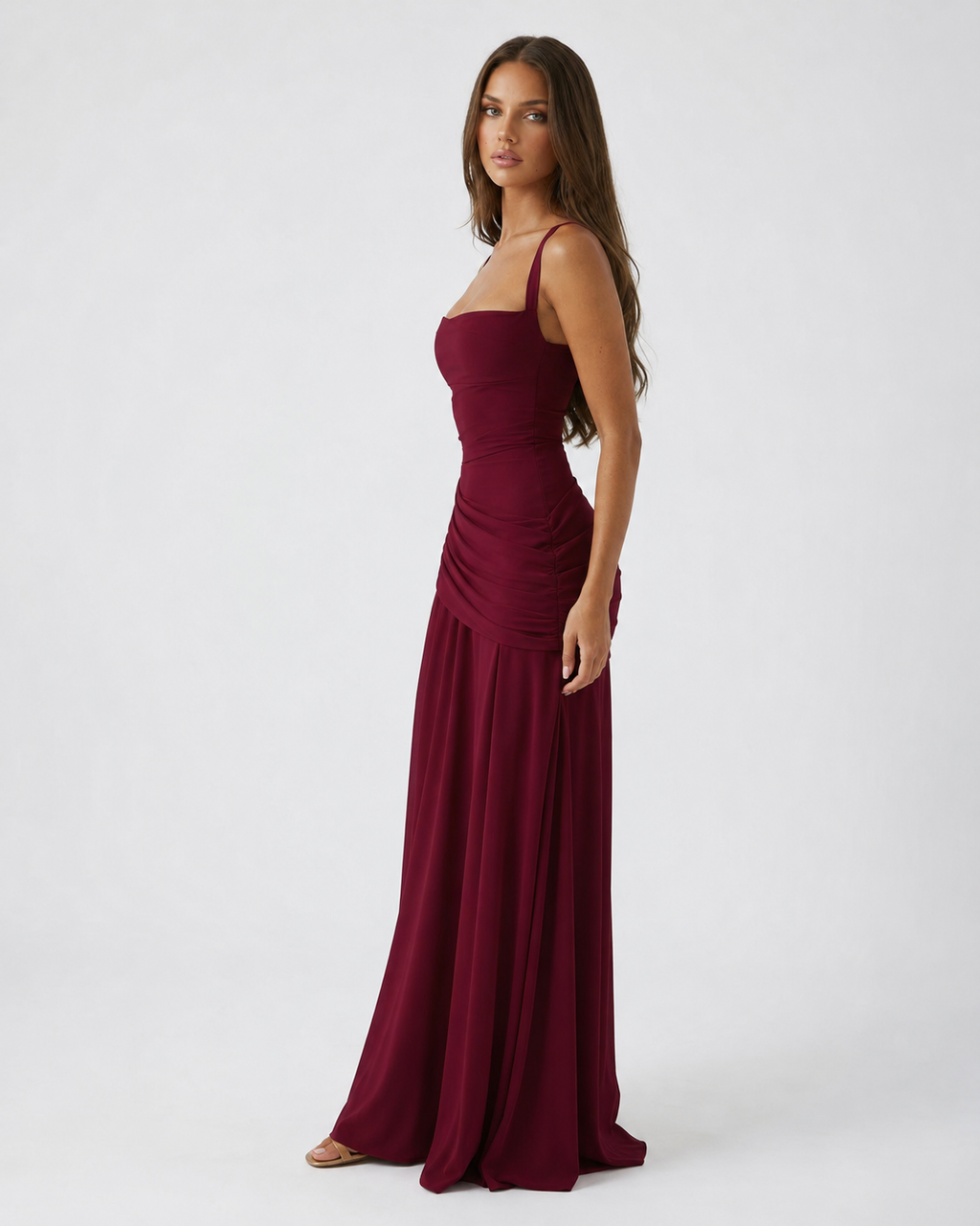 Vestido Longo Drapeado Cristal do Vale