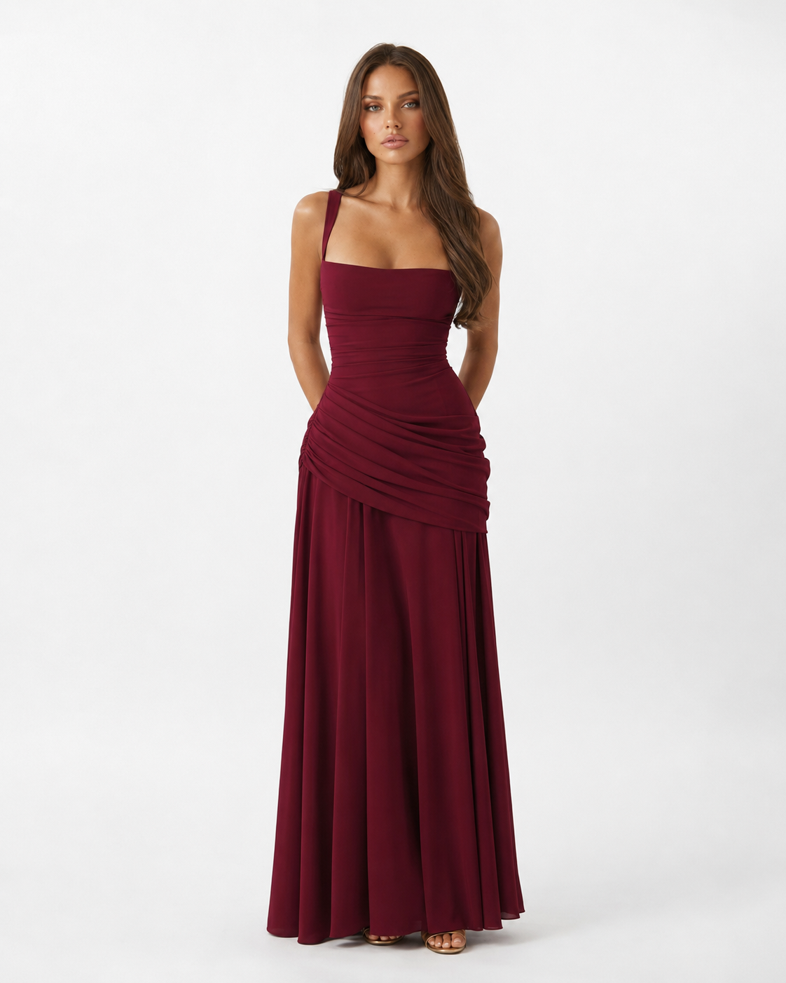 Vestido Longo Drapeado Cristal do Vale