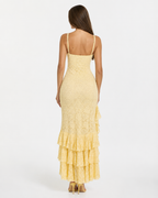 Vestido Longo de Renda de Decote Quadrado Aurora da Primavera