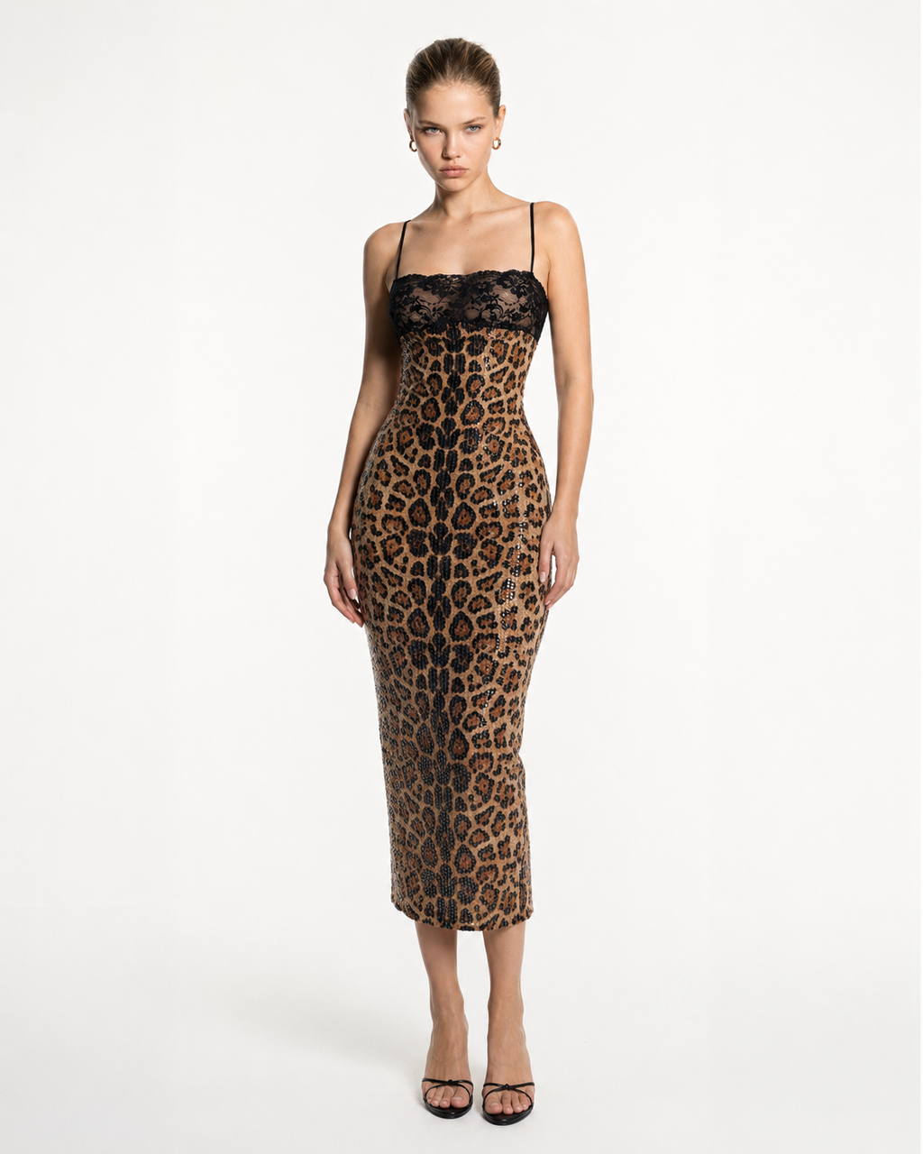 Vestido de Renda com Padrão Leopardo Verão da Brisa