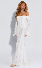 Vestido Longo de Renda com Laço Camélia da Primavera