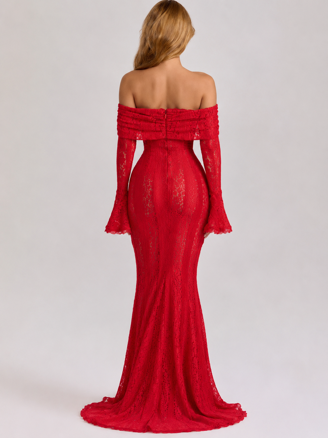 Vestido Longo de Renda com Laço Camélia da Primavera