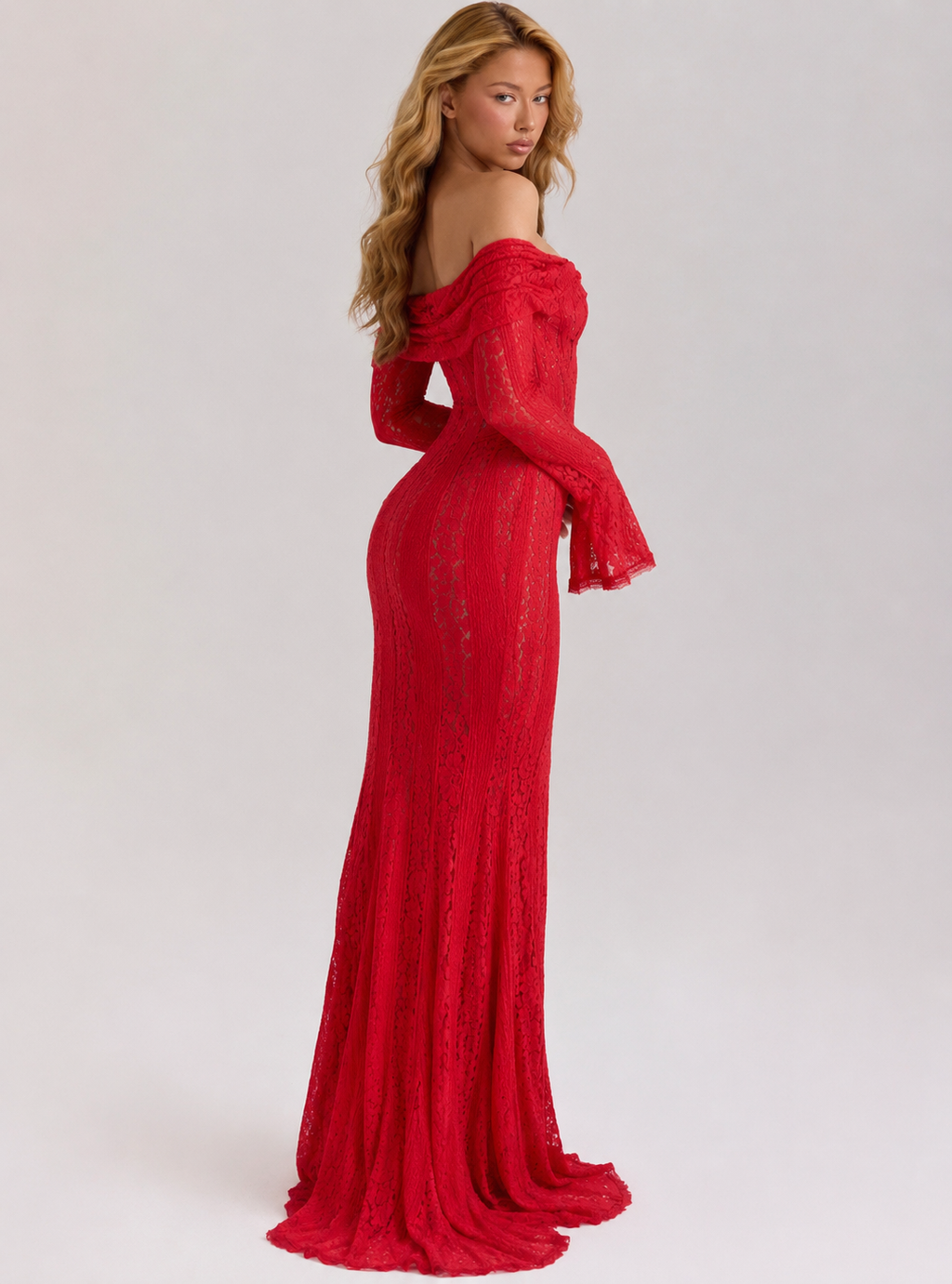 Vestido Longo de Renda com Laço Camélia da Primavera