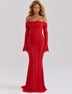 Vestido Longo de Renda com Laço Camélia da Primavera