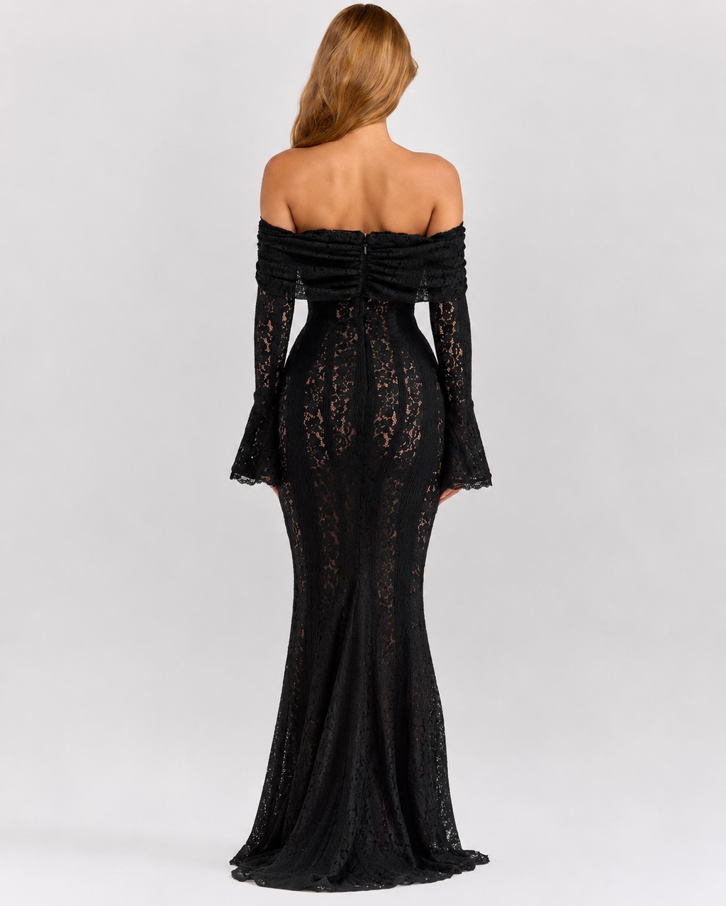 Vestido Longo de Renda com Laço Camélia da Primavera