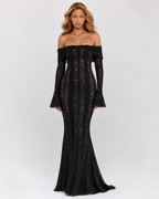 Vestido Longo de Renda com Laço Camélia da Primavera