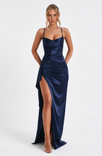 Vestido Longo em Cetim Serena da Primavera