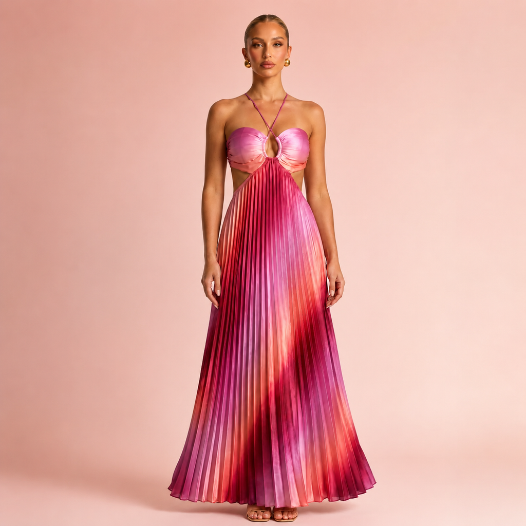 Vestido Aurora Rosa Plissado