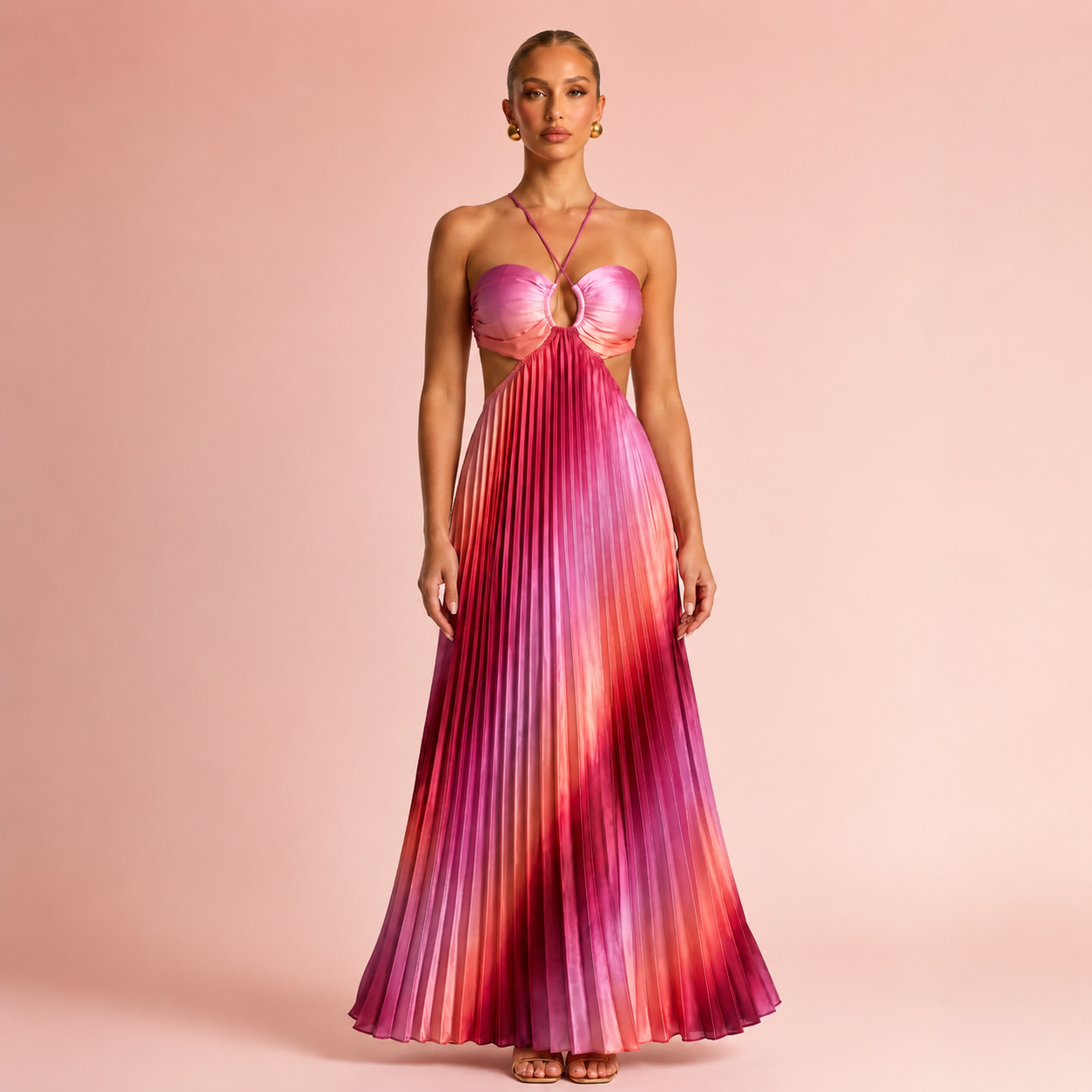 Vestido Aurora Rosa Plissado