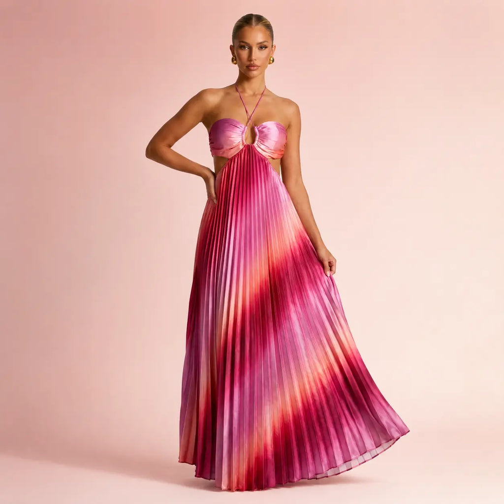 Vestido Aurora Rosa Plissado
