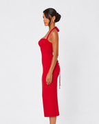 Vestido Midi de Renda com Alças ao Pescoço Aurora da Brisa