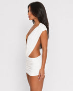 Vestido Curto Drapeado Cristal do Mar
