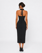 Vestido Midi de Renda com Alças ao Pescoço Aurora da Brisa