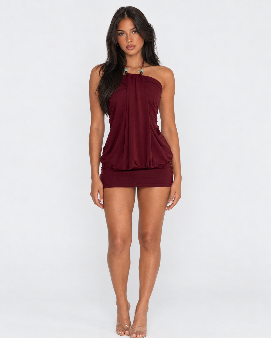 Vestido Curto com Alças ao Pescoço Luz da Brisa