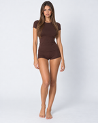 Conjunto básico de camisola e calções em algodão